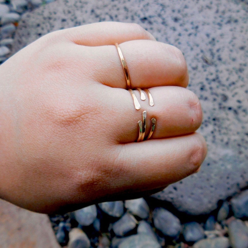 Gold Hammered Cuff Stacking Rings